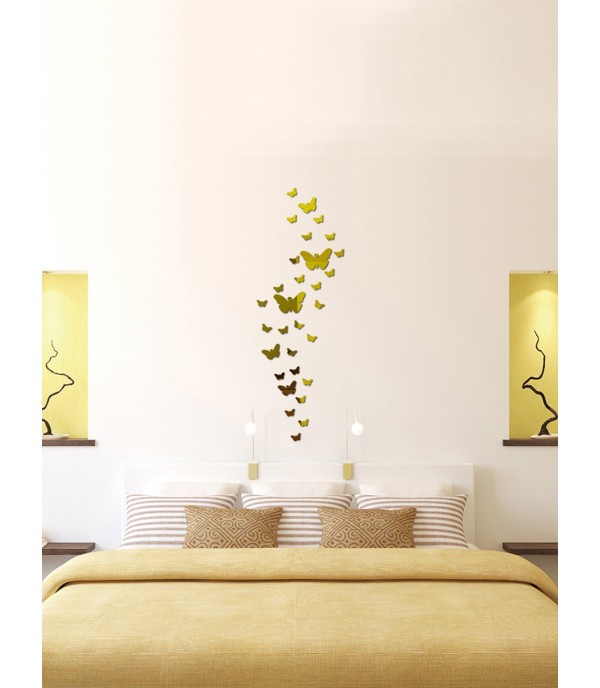 20Pcs Wall Mounted Acrylic Stickers Set Solid Butterfly Shaped Wall Decor