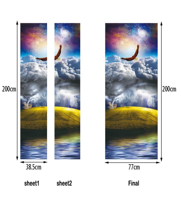 Door Sticker Creative Flying Eagle and Mountains Pattern Home Decoration Sticker