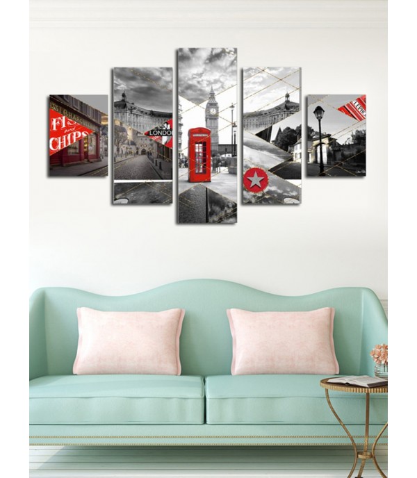 5 Pcs Wall Mounting Pictures Set Modern Famous Street Landscape Decorative Paintings