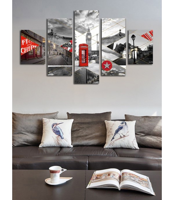 5 Pcs Wall Mounting Pictures Set Modern Famous Street Landscape Decorative Paintings