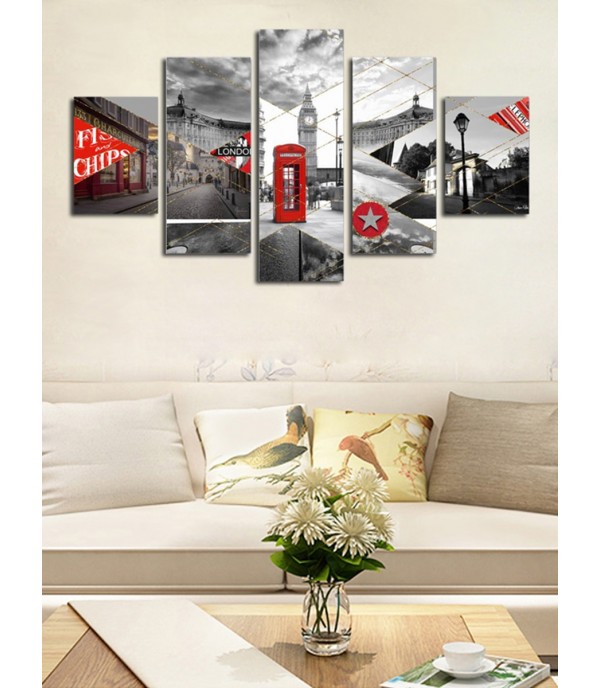 5 Pcs Wall Mounting Pictures Set Modern Famous Street Landscape Decorative Paintings