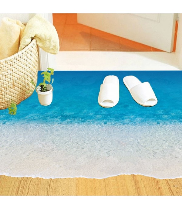 Home Floor Sticker 3D Vivid Beach Pattern Waterproof Removable Decal