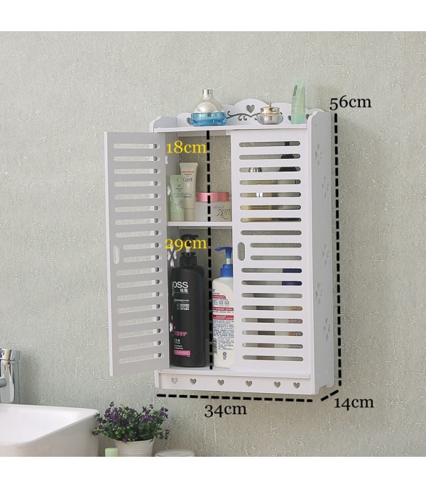 Wall Mounted Storage Shelf Nordic Style Double Doors Design Wall Rack