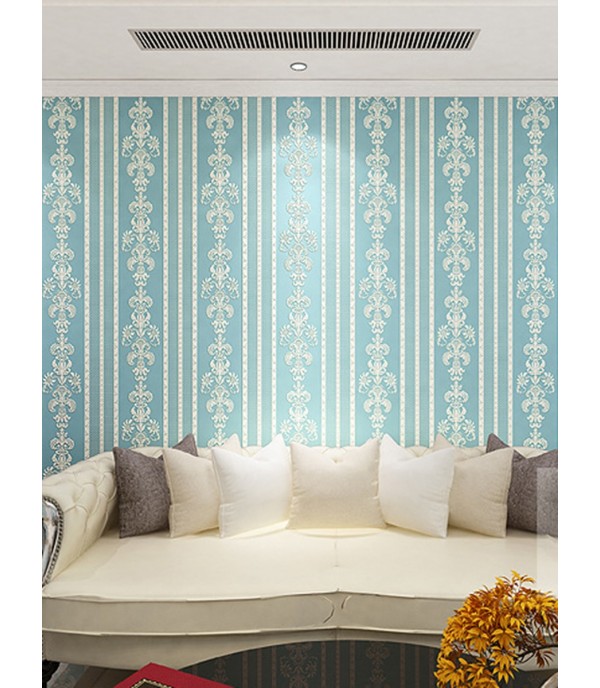 Bedroom Wall Paper European Style 3D Vertical Stripes Non-woven Wallpaper