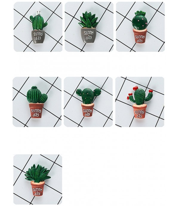 2 Pcs Fridge Sticker Cartoon Cactus Pattern Home Magnetic Sticker