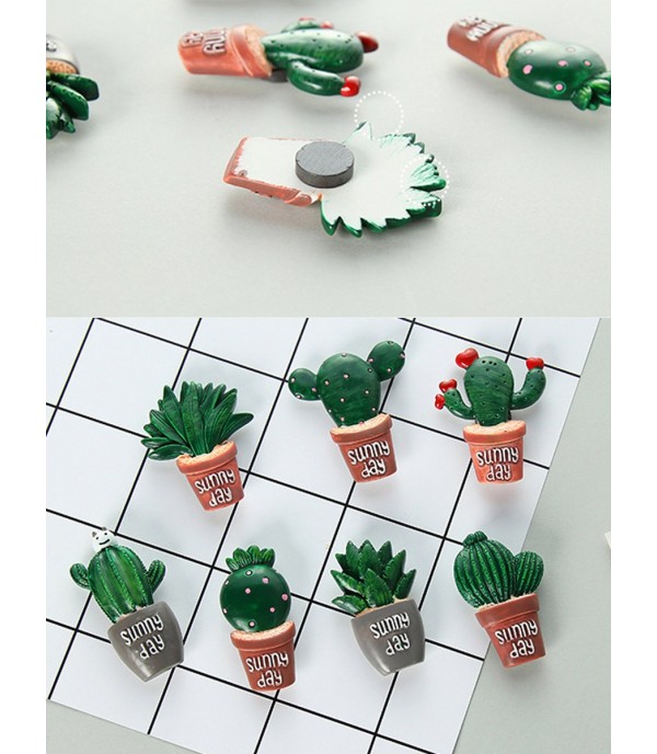 2 Pcs Fridge Sticker Cartoon Cactus Pattern Home Magnetic Sticker