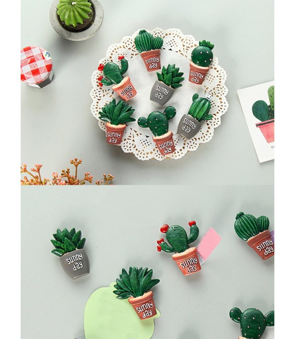 2 Pcs Fridge Sticker Cartoon Cactus Pattern Home Magnetic Sticker