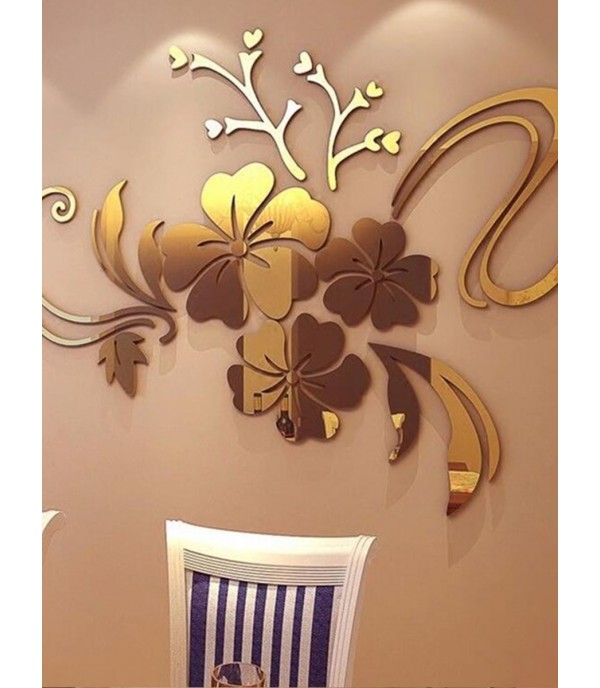 Wall Sticker 3D Flower Creative Living Room Mirror Wall Sticker