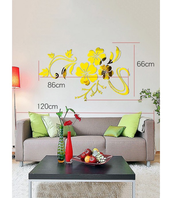 Wall Sticker 3D Flower Creative Living Room Mirror Wall Sticker