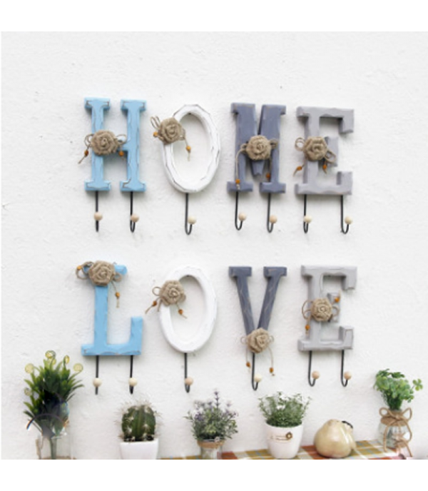 Creative Letter LOVE/HOME Wall Hooks Combo Hat Clothes Keys Hanger Wall Decor