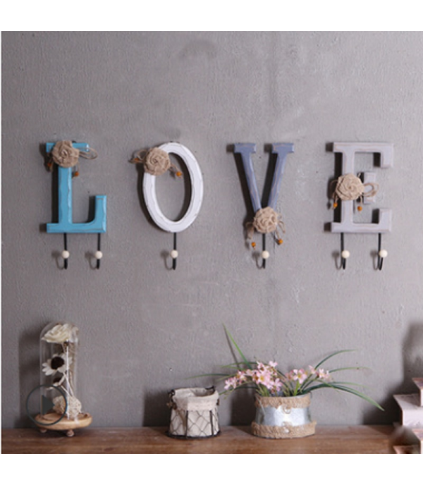 Creative Letter LOVE/HOME Wall Hooks Combo Hat Clothes Keys Hanger Wall Decor