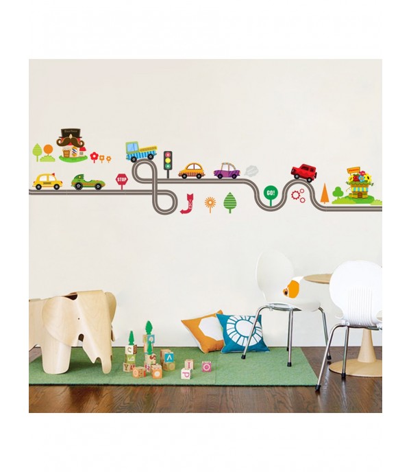 Wall Sticker Cute Cartoon Cars Pattern Colorful Home Decorative Decal