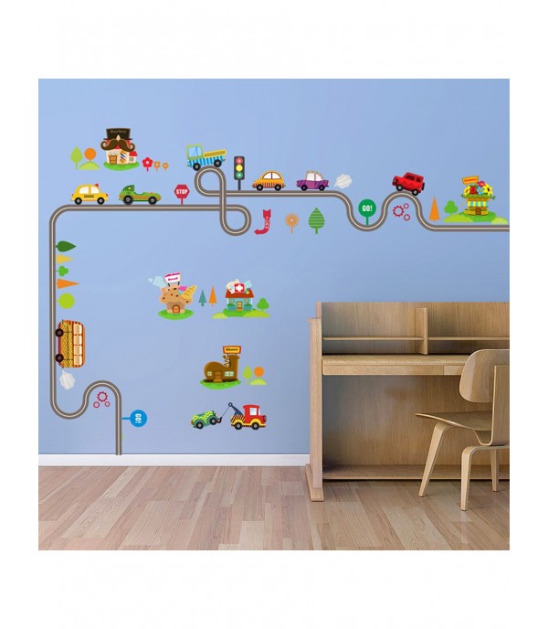 Wall Sticker Cute Cartoon Cars Pattern Colorful Home Decorative Decal