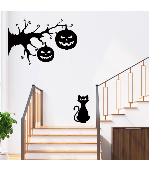 Wall Sticker Cat Pumpkin Pattern Creative Simple Wall Decoration