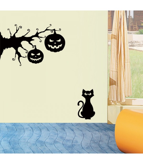 Wall Sticker Cat Pumpkin Pattern Creative Simple Wall Decoration