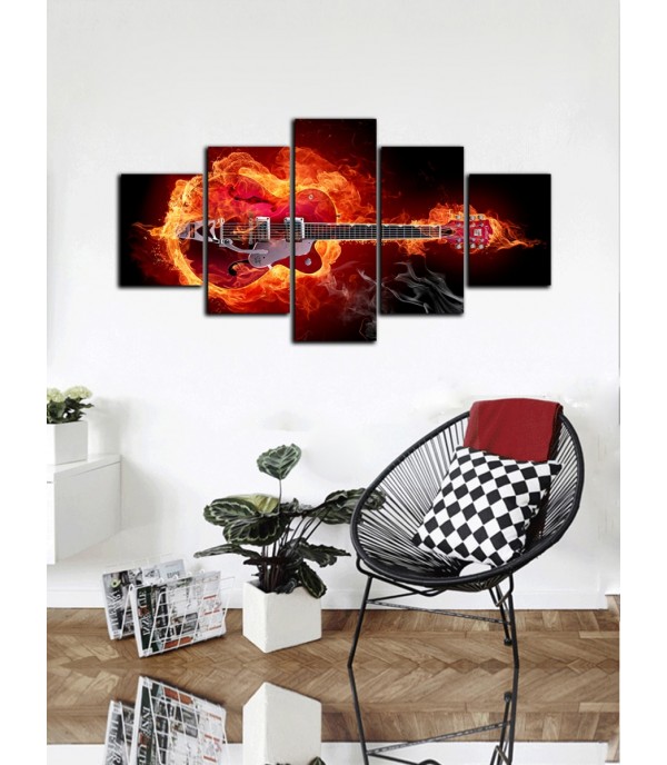 5Pcs Paintings Set Guitar Pattern Living Room Decorative Wall Decoration