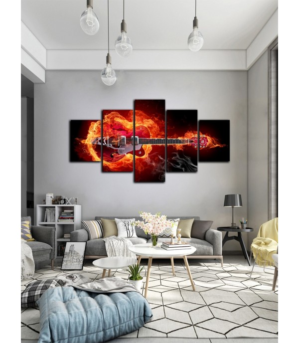 5Pcs Paintings Set Guitar Pattern Living Room Decorative Wall Decoration