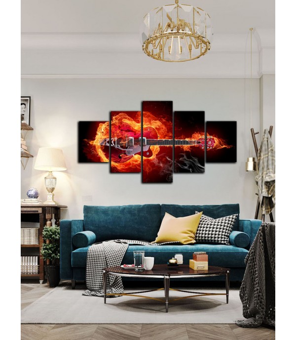 5Pcs Paintings Set Guitar Pattern Living Room Decorative Wall Decoration