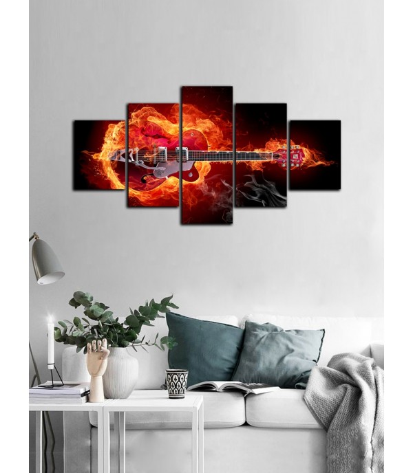 5Pcs Paintings Set Guitar Pattern Living Room Decorative Wall Decoration