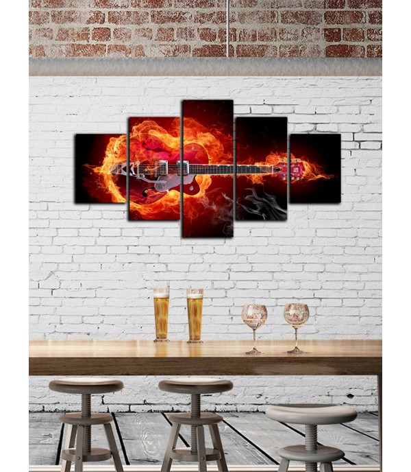 5Pcs Paintings Set Guitar Pattern Living Room Decorative Wall Decoration