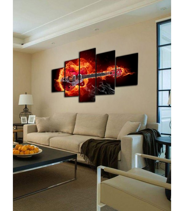 5Pcs Paintings Set Guitar Pattern Living Room Decorative Wall Decoration