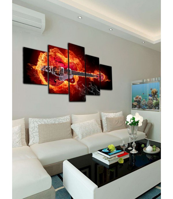 5Pcs Paintings Set Guitar Pattern Living Room Decorative Wall Decoration