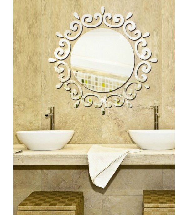 Wall Mirror Sticker Creative Solid Delicate Waterproof Wall Decor