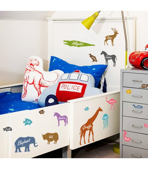 Wall Sticker Cute Animal Pattern Kid's Room Cabinet Refrigerator Wall Decor