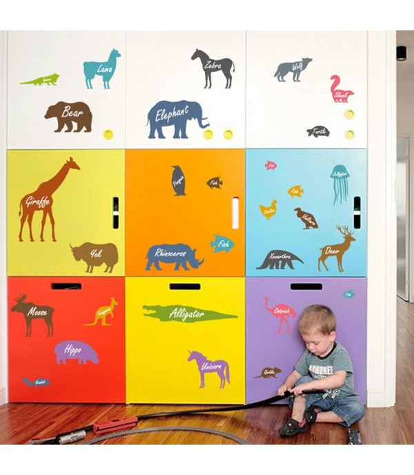 Wall Sticker Cute Animal Pattern Kid's Room Cabinet Refrigerator Wall Decor