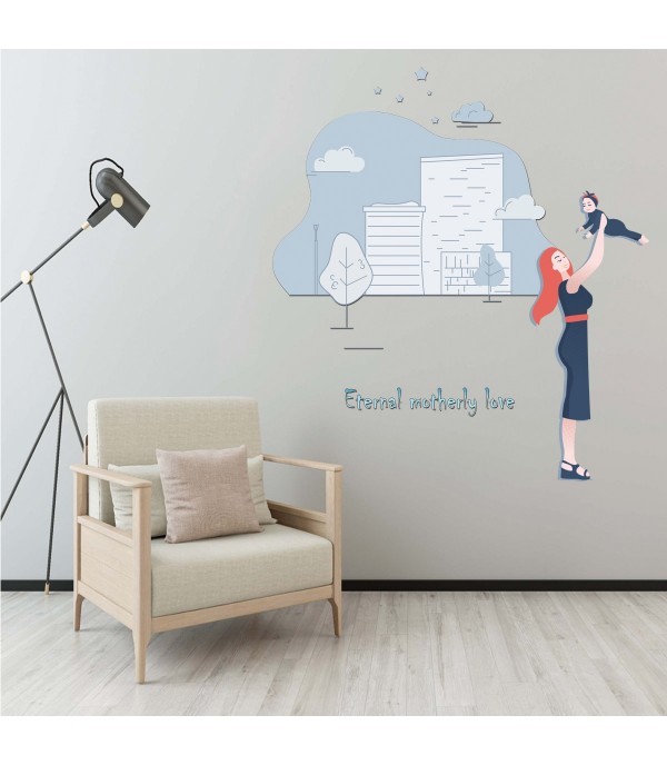 1Pc Wall Sticker Mother And Kid Pattern Creative Living Room Decorative Sticker