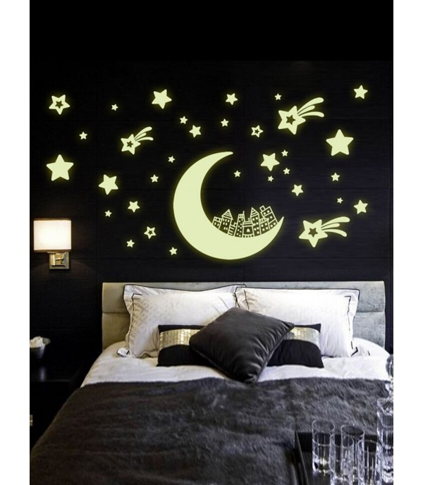 Home Decorative Sticker Stars and Moon Pattern Luminous Wall Decor