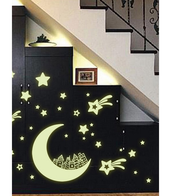 Home Decorative Sticker Stars and Moon Pattern Luminous Wall Decor