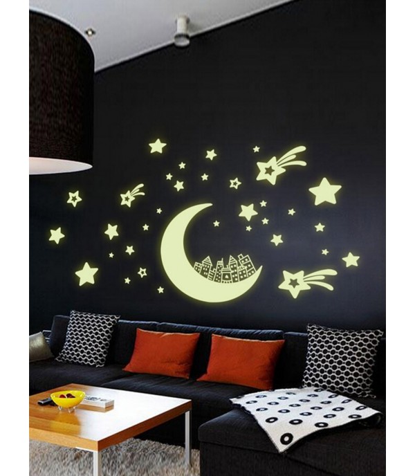 Home Decorative Sticker Stars and Moon Pattern Luminous Wall Decor