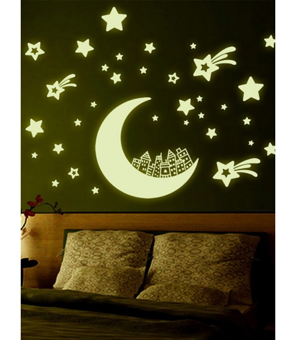 Home Decorative Sticker Stars and Moon Pattern Luminous Wall Decor