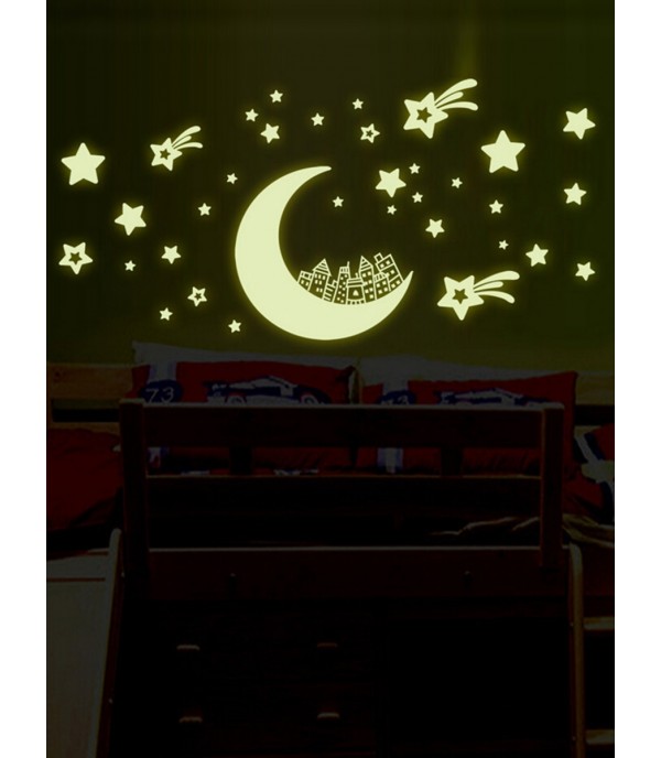 Home Decorative Sticker Stars and Moon Pattern Luminous Wall Decor