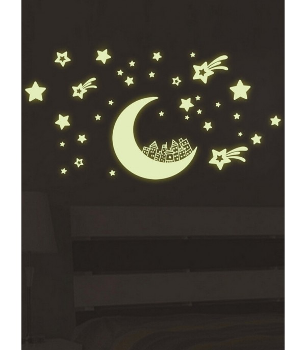 Home Decorative Sticker Stars and Moon Pattern Luminous Wall Decor