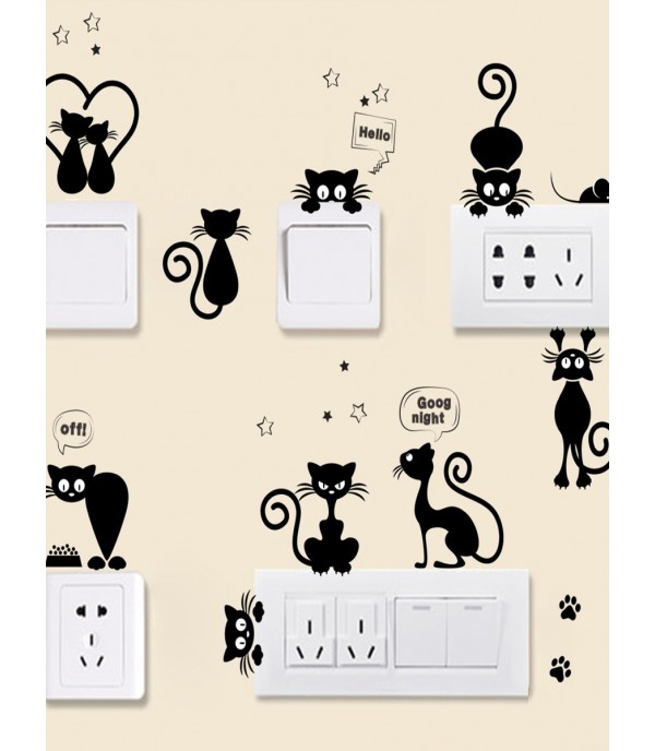 Wall Sticker Cartoon Cat Switch Decorative Sticker