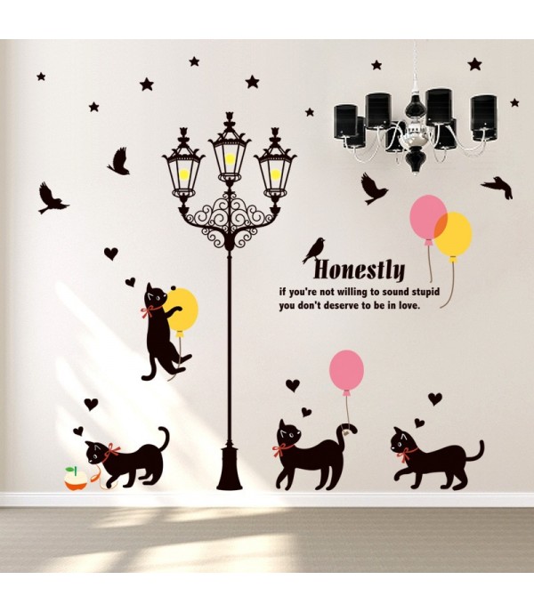 Home Wall Decorative Sticker Cartoon Lovely Cats Pattern Removable Decal