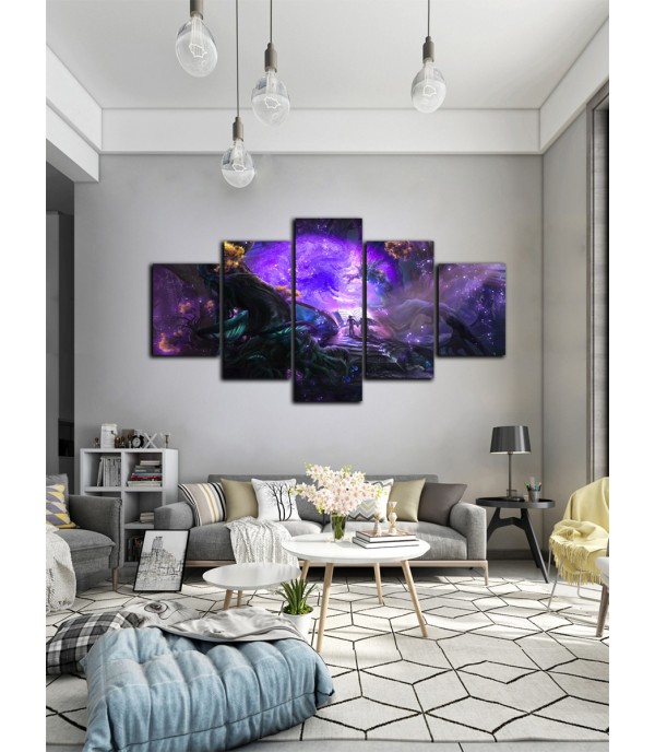 5Pcs Paintings Set Dreamy Forest Pattern Living Room Decorative Wall Decoration