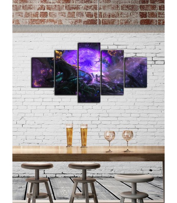 5Pcs Paintings Set Dreamy Forest Pattern Living Room Decorative Wall Decoration