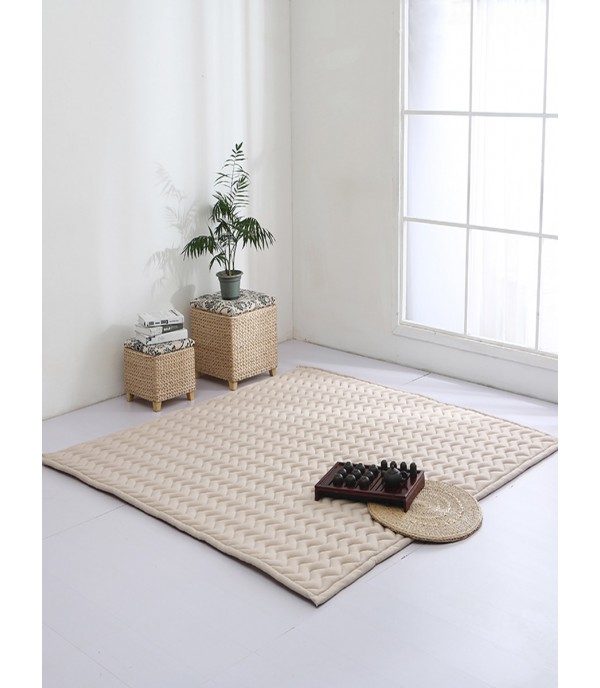 Floor Rug Simple Solid Plaids Pattern Comfy Antiskidding Home Door Mat