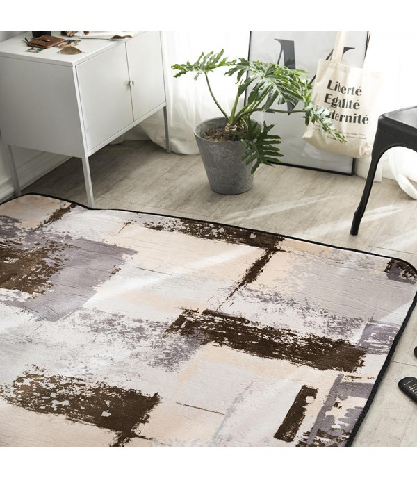 One Piece Living Room Mat Color Block Rectangular Mat