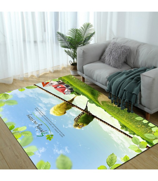 Living Room Floor Mat Two Birds Pattern Rectangle Anti-Slip Door Mat