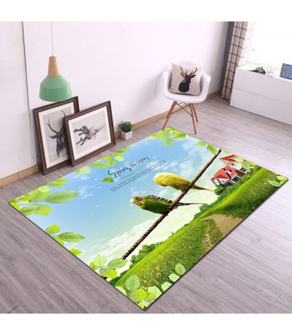 Living Room Floor Mat Two Birds Pattern Rectangle Anti-Slip Door Mat