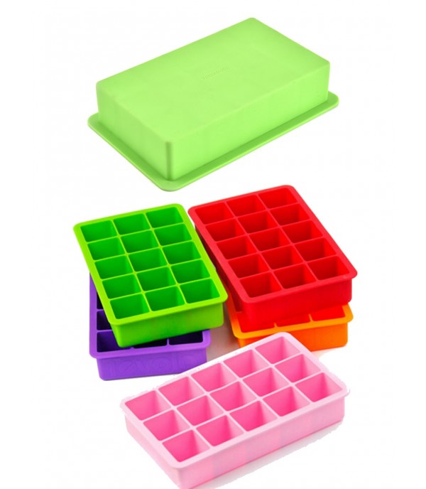 1Pc DIY Big Ice Cube Mold Square Shape Silicone Ice Tray Fruit Ice Cube Maker