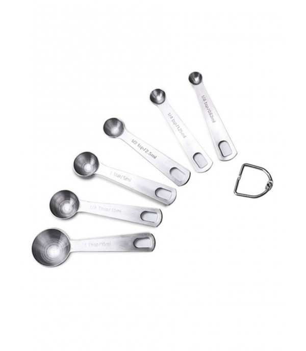 6Pcs Stainless Steel Measuring Spoons Set Measuring Dry and Liquid Ingredients Round Spoons