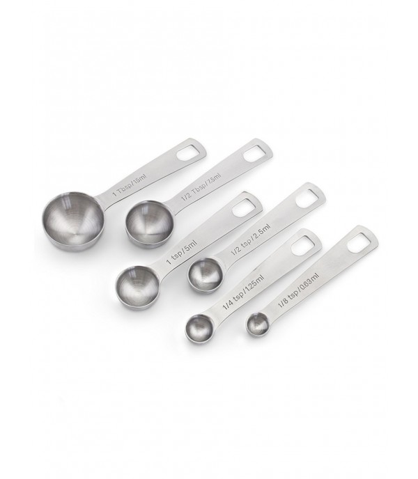 6Pcs Stainless Steel Measuring Spoons Set Measuring Dry and Liquid Ingredients Round Spoons