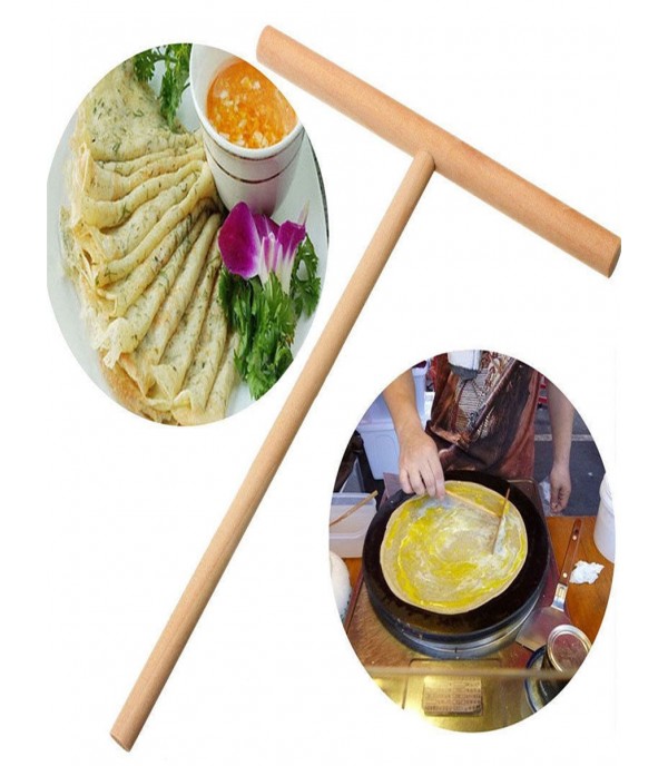 Pancake Maker Durable Wooden Crepe Spreader Stick Novelty Home Kitchen Gadget