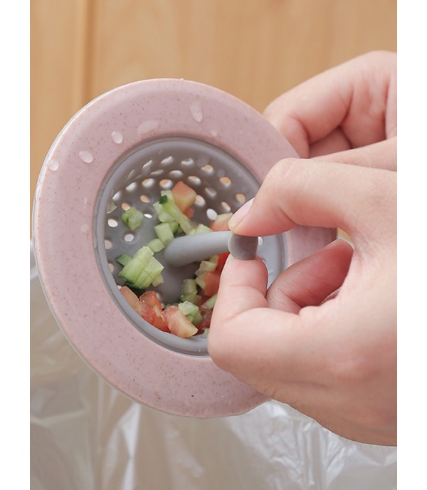 1Pc Strainer Block-Proof Drainpipe Silicone Wheat Straw Colander