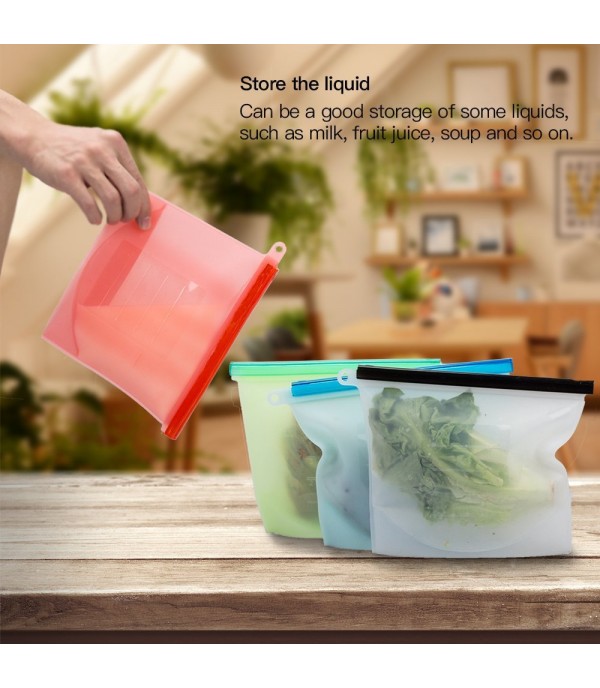 1Pc Home Food Storage Bag Solid Color Silicone Refrigerator Storage Bag